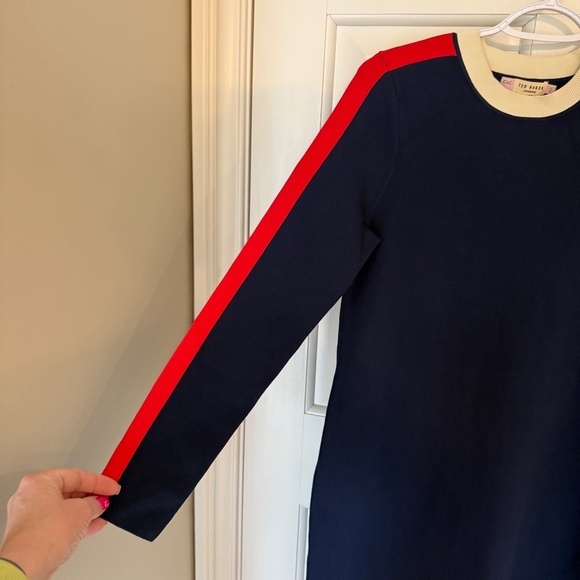 Ted Baker London Color Block Ribbed Long Sleeve Midi Dress 45238 - Picture 4 of 9
